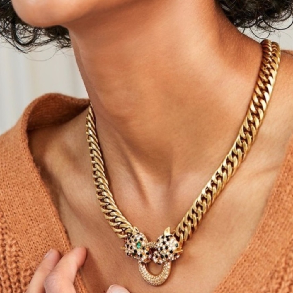 Stella & Dot | ‘Retired’🐯Roar Gold Link Doorknocker Statement Necklace - Picture 11 of 13